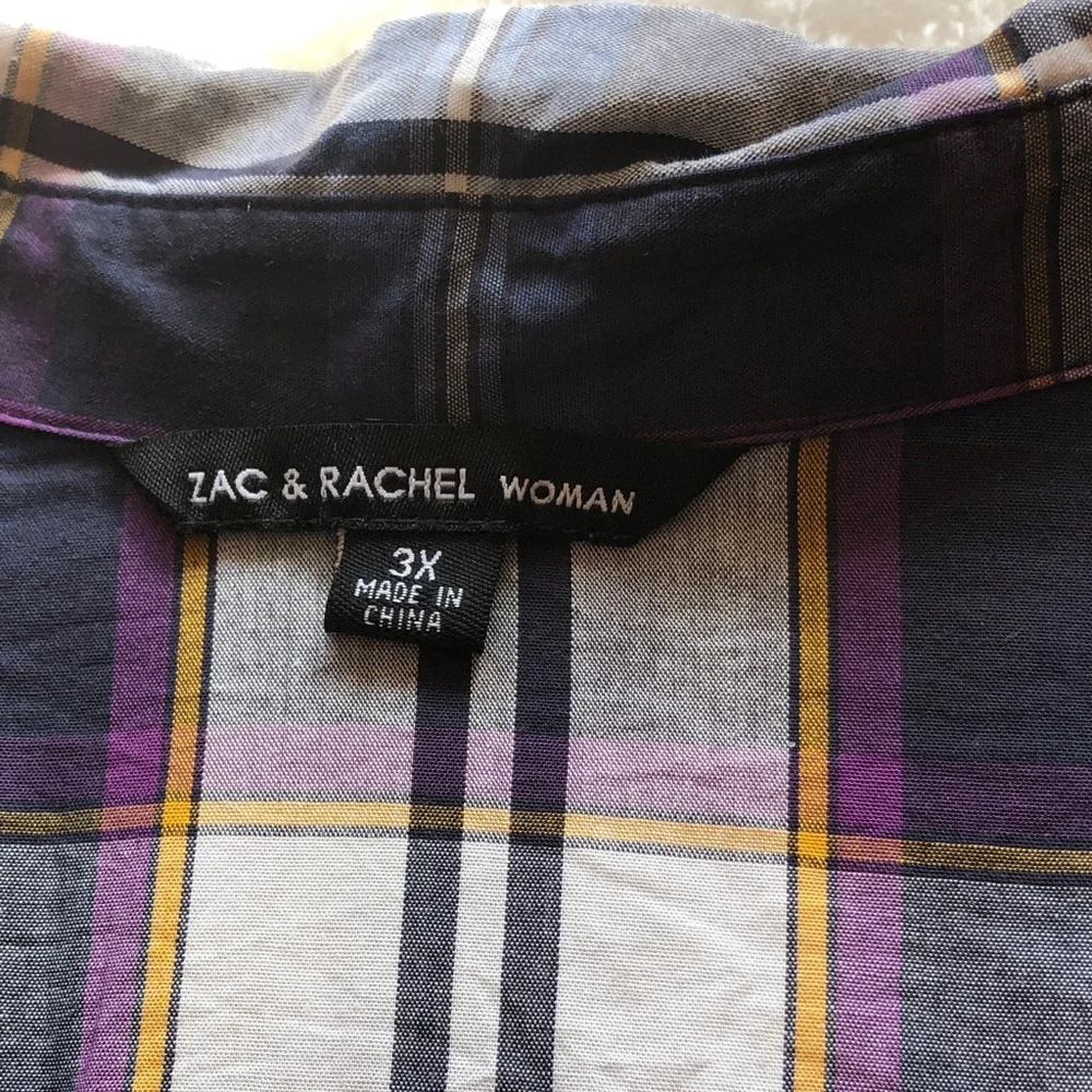 Zac & Rachel Navy and White Plaid Button Down Shirt - Picture 2 of 5